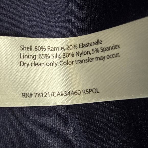 Eileen Fisher Open Blazer Jacket Women 12 Navy Blue Collarless Ramie Silk Preppy - Picture 5 of 9